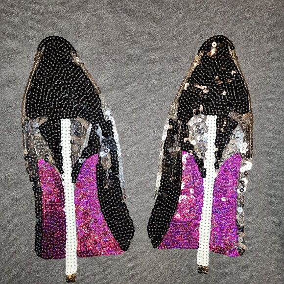 Juicy Couture Women's Grey Sweater With Sequin High Heels Design Size L - Picture 4 of 6